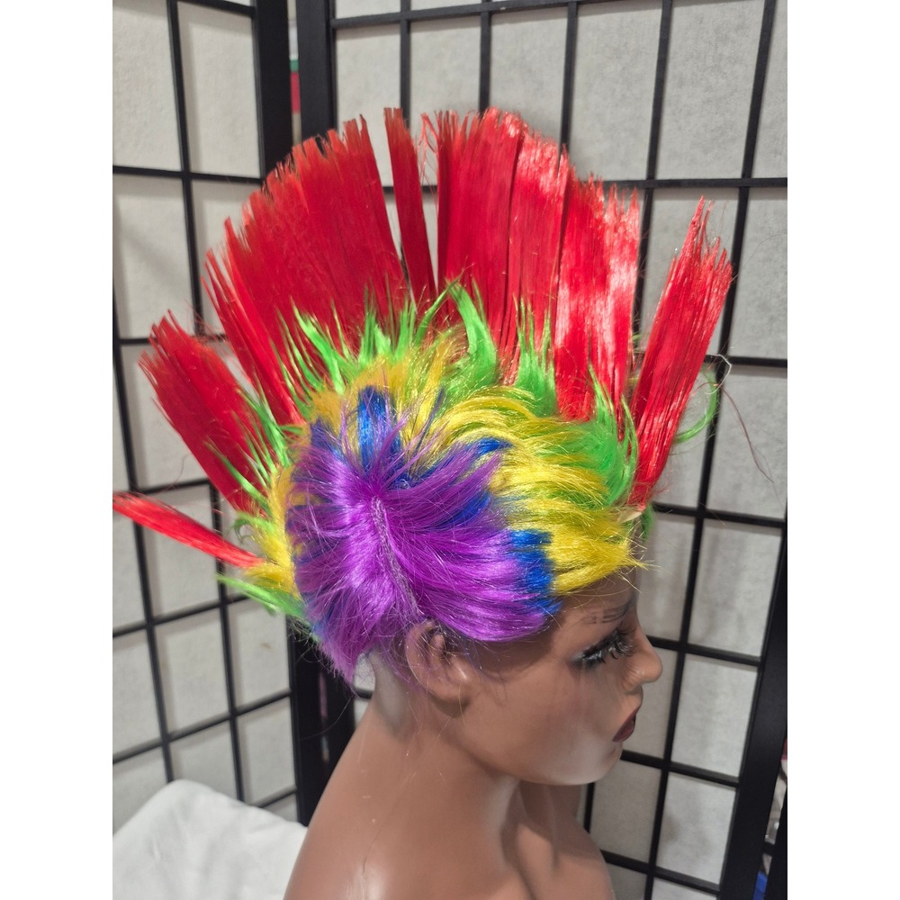 Rainbow LED Mohawk Wig Punk Rock 3speed Multi Color Spiked Synthetic Hair